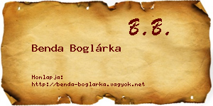 Benda Boglárka névjegykártya